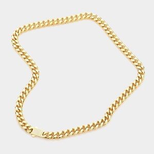 STAINLESS STEEL EMBELLISHED CHAIN LINK NECKLACE